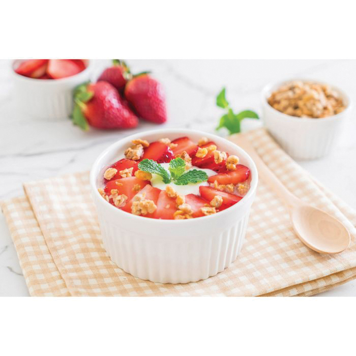 HIC 98003 Souffle Ramekin, 3 oz Capacity, Porcelain, White, 3 in Dia, 3 in L, 3 in W, 1-5/8 in H