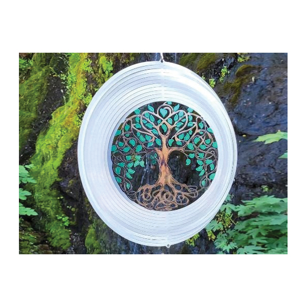 Spinfinity Designs 154 Wind Spinner, Tree of Life, 12 in Dia, Stainless Steel - 3