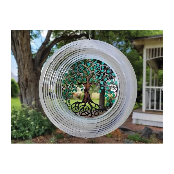Spinfinity Designs 154 Wind Spinner, Tree of Life, 12 in Dia, Stainless Steel - 4