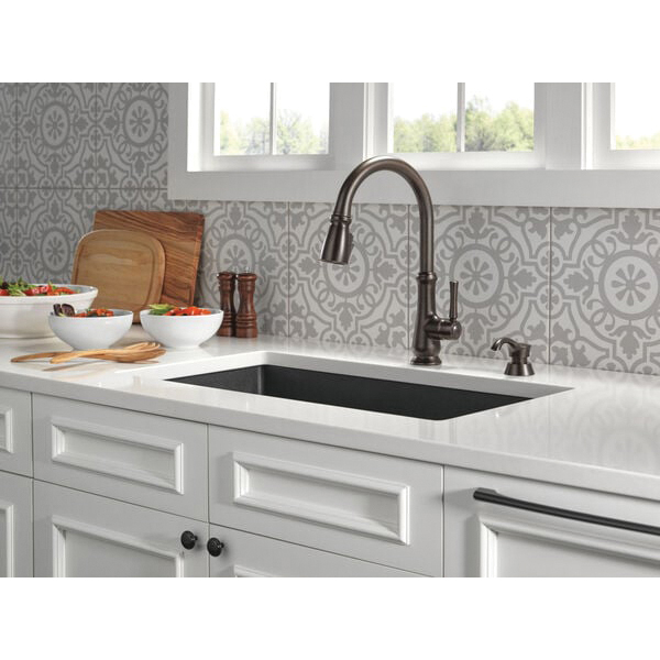 Dolman Kitchen Faucet, Delta, Pull Down, 1-Handle, Venetian Bronze, Includes Soap Dispenser - 3