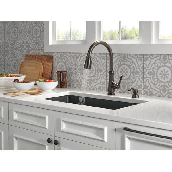 Dolman Kitchen Faucet, Delta, Pull Down, 1-Handle, Venetian Bronze, Includes Soap Dispenser - 4