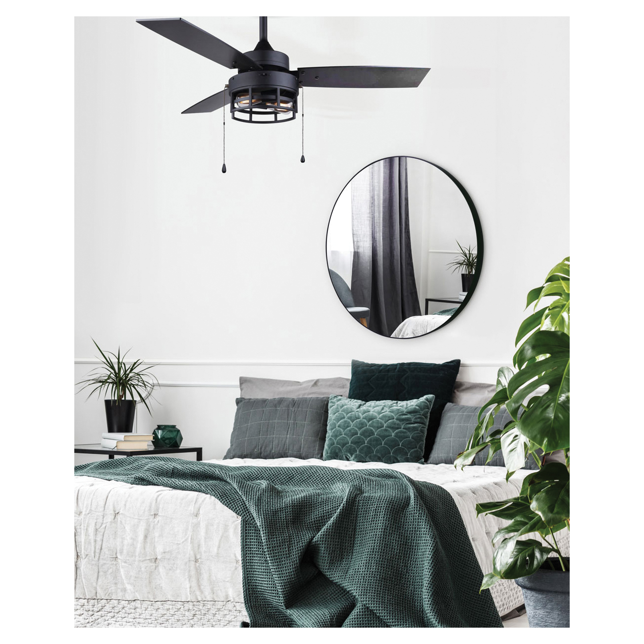 Attley Indoor Ceiling Fan, Canarm, with Light, 42 in Dia, Black - 2