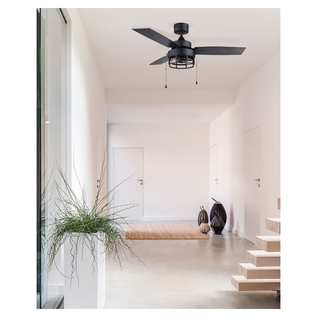 Attley Indoor Ceiling Fan, Canarm, with Light, 42 in Dia, Black - 3