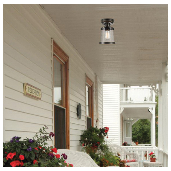 globe Charlie, Vintage Series 44301 Semi-Flush Mount Lighting, 60 W, 1-Lamp, Halogen, Incandescent, LED Lamp - 3