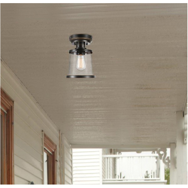 globe Charlie, Vintage Series 44301 Semi-Flush Mount Lighting, 60 W, 1-Lamp, Halogen, Incandescent, LED Lamp - 4