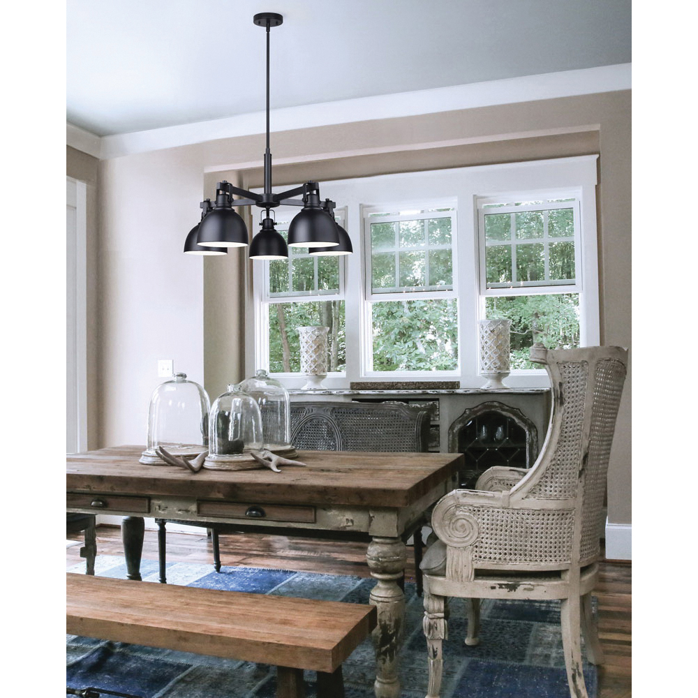 Polo Chandelier, Canarm, 5-Light, Matte Black - 3