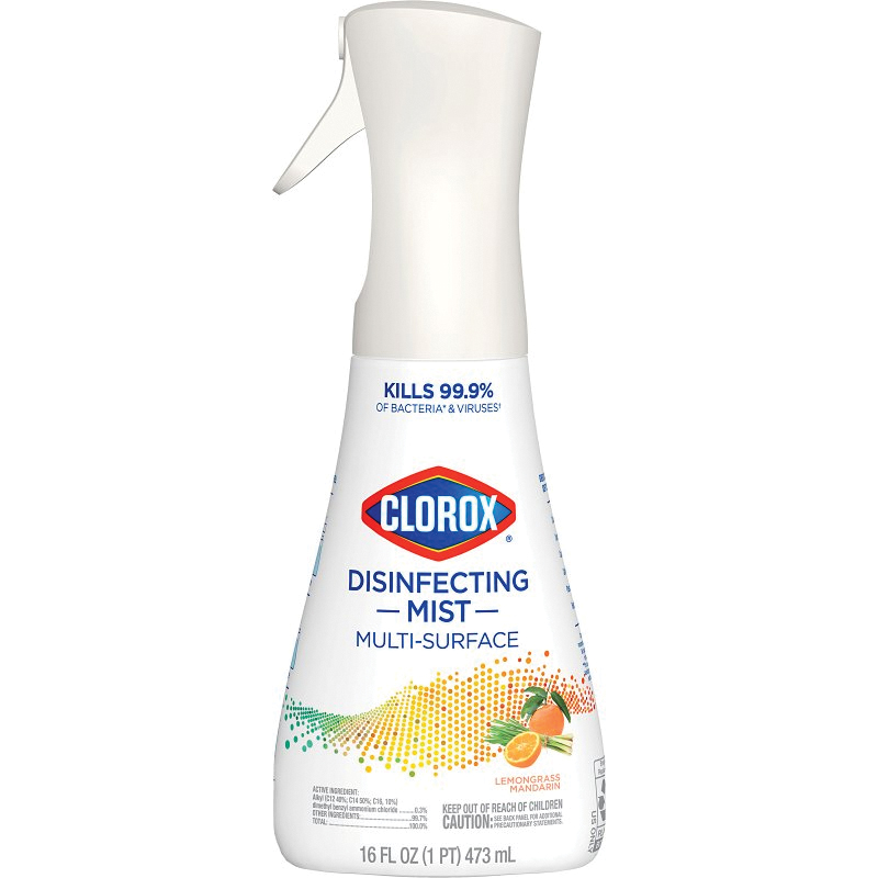 60151 Disinfectant Cleaner, 16 oz, Bottle, Liquid, Lemongrass, Mandarin, Clear