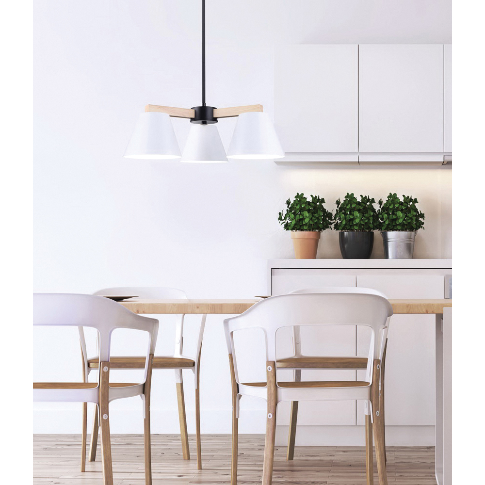 Harlyn Chandelier, Canarm, 3-Light, White / Wood - 2