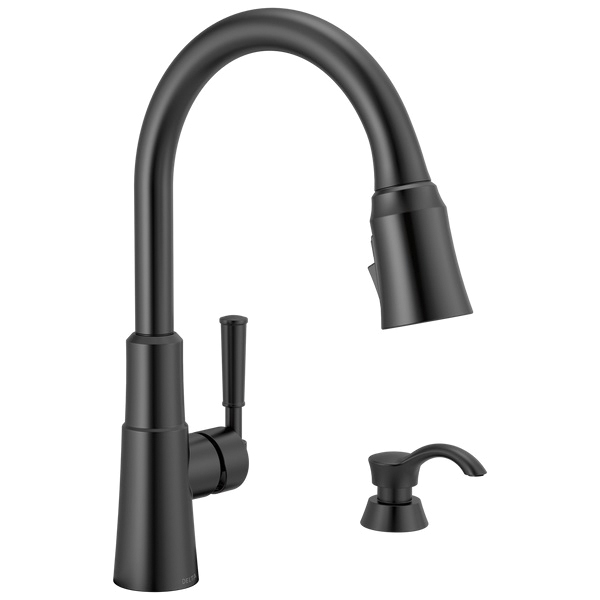 Valo Series 19791Z-BLSD-DST Pull-Down Kitchen Faucet, 1.8 gpm, 1-Faucet Handle, 1, 2, 3, 4-Faucet Hole, Zinc