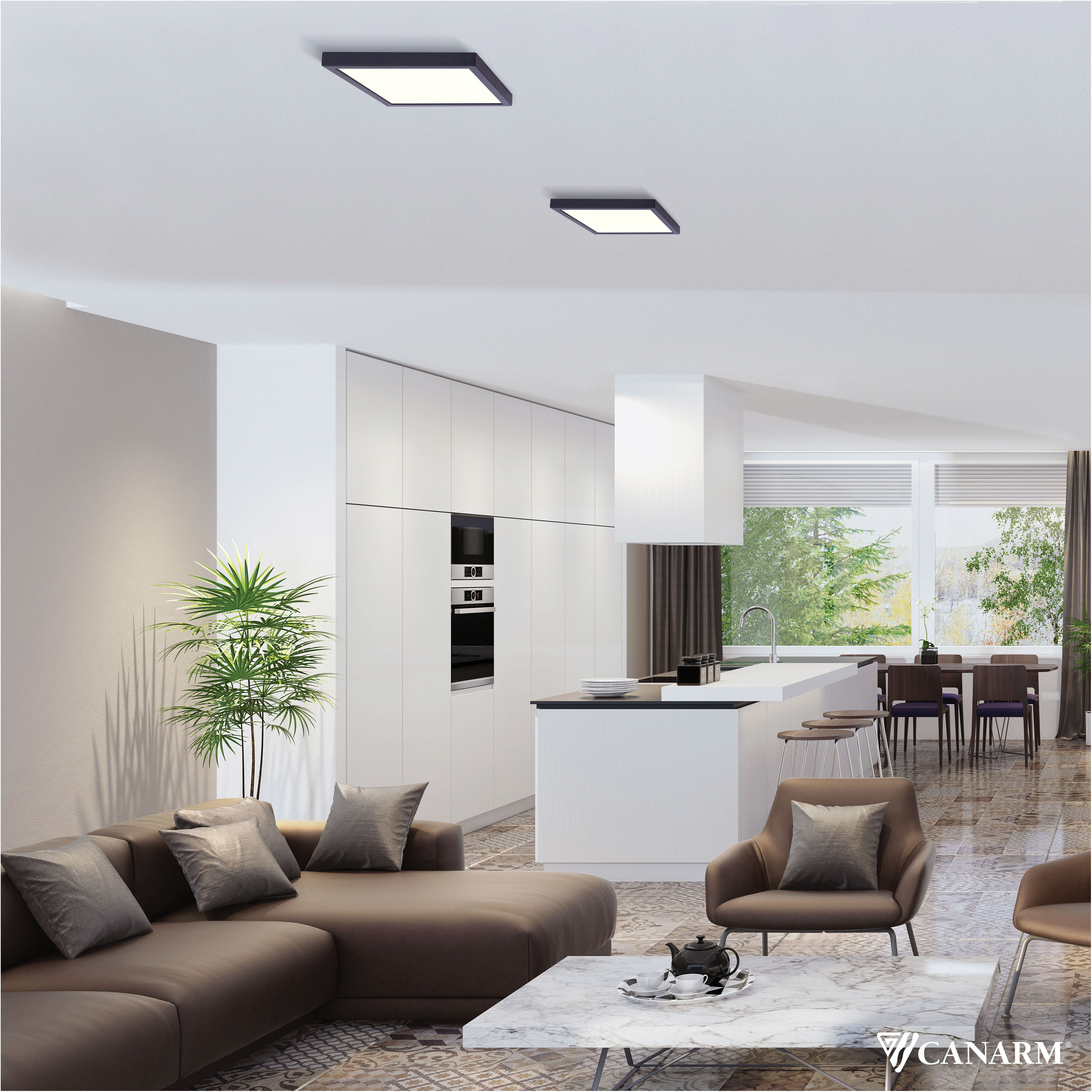Slimflush Ceiling Light, Canarm, Integrated LEDs, Black, 11 in W - 3