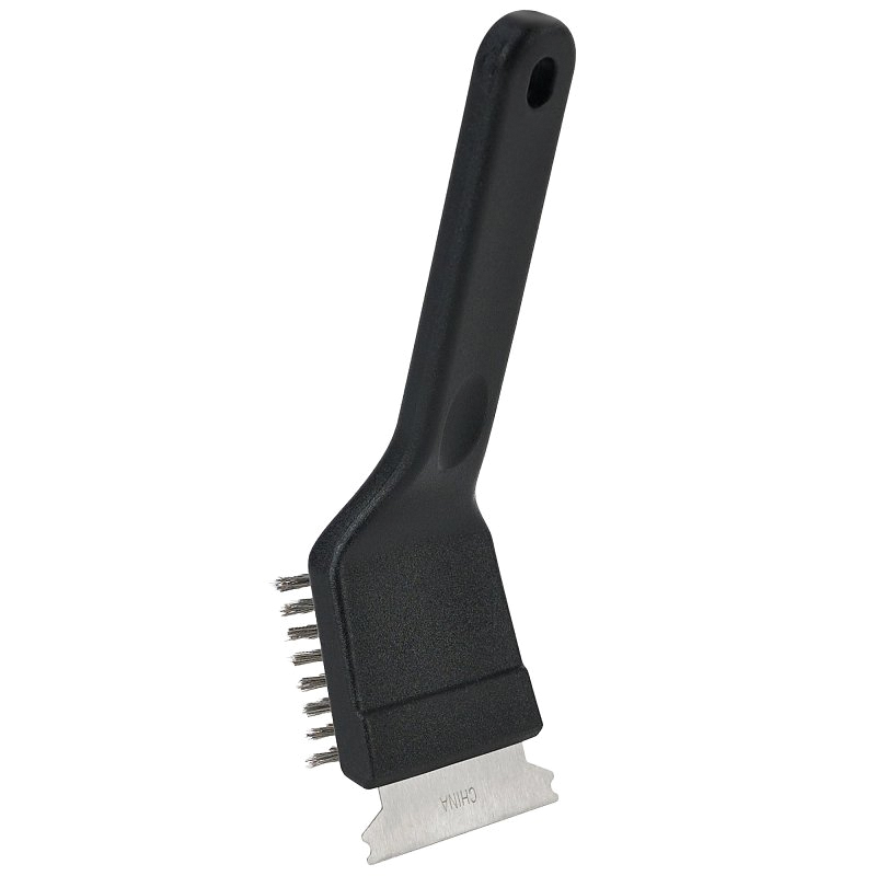 60312Y Grill Brush with Scraper, Stainless Steel Bristle, Plastic Handle, 8 in L