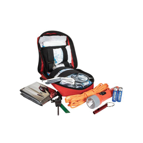 41-3907 First Aid and Survival Tactical Pack, 117-Piece, Nylon, Red