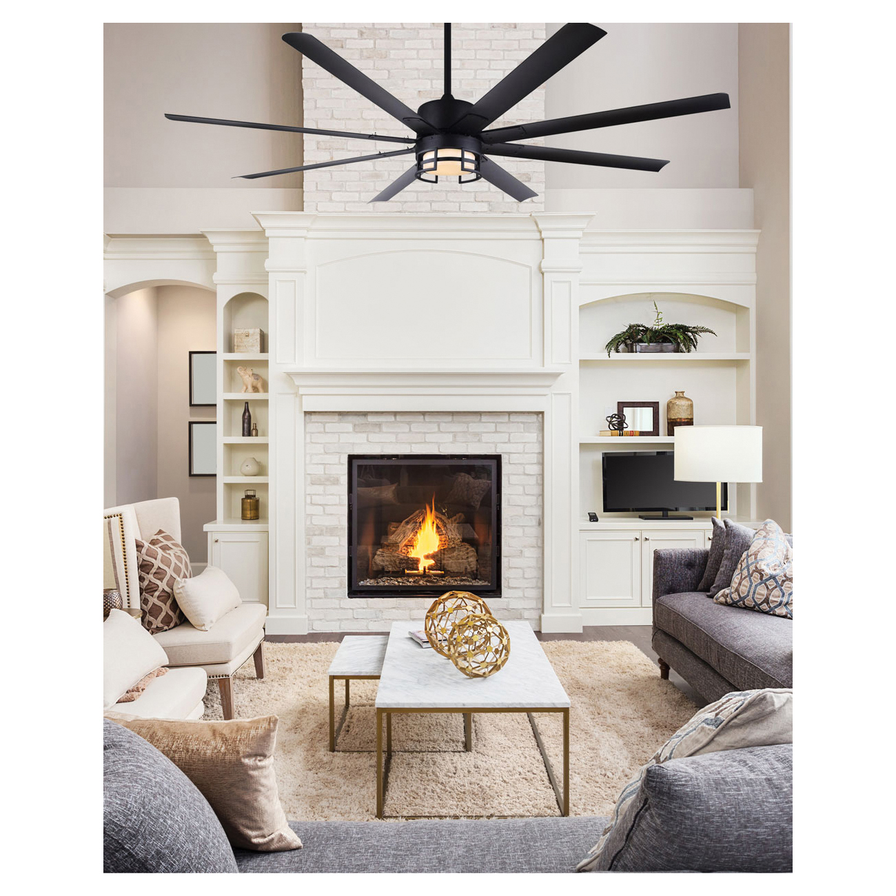 Indoor Ceiling Fan, Canarm, Ezra, LED Light, 72 in Dia, Black - 3