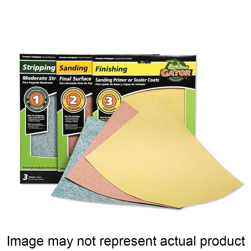 3384 Premium Sanding Sheet, 11 in L, 9 in W, 120 Grit, Aluminum Oxide Abrasive, Paper Backing