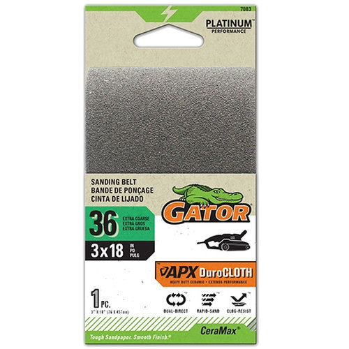 CeraMax 7083 Portable Sander Belt, 3 in W, 18 in L, 36 Grit, Ceramic Abrasive