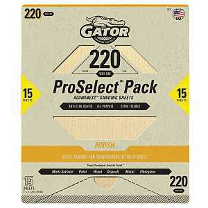 7283 Sanding Sheet, 11 in L, 9 in W, Very Fine, 220 Grit, Aluminum Oxide Abrasive