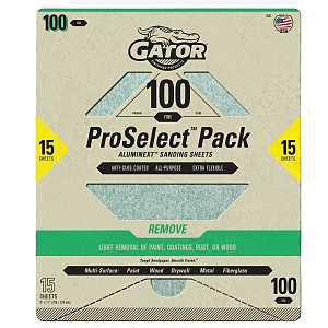 7289 Sanding Sheet, 11 in L, 9 in W, Fine, 100 Grit, Aluminum Oxide Abrasive
