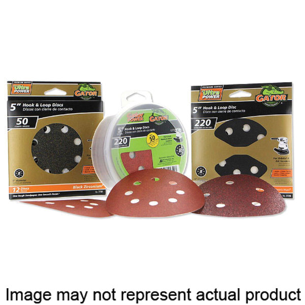9204 Sanding Disc, 5 in Dia, 120 Grit, Aluminum Oxide Abrasive, Ultra Film Backing, 8-Hole
