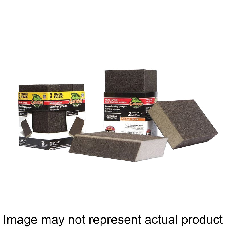 464805 Multi-Surface Sanding Sponge, 4 in L, 3 in W, Coarse, Fine, Medium, Aluminum Oxide Abrasive