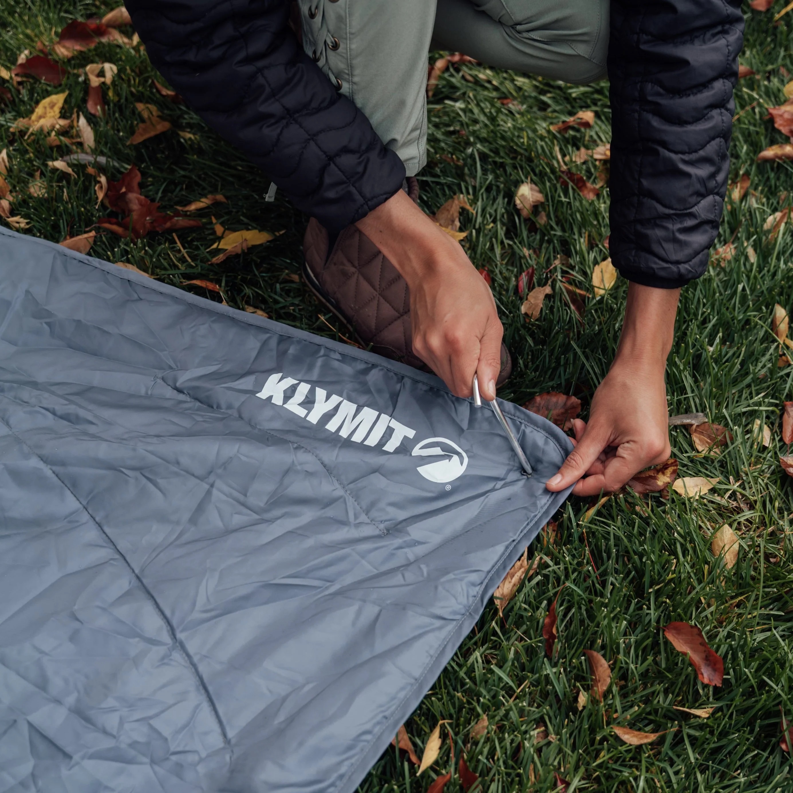 Klymit 13HTGY01C Travel Blanket, 80 in L, 58 in W, Polyester/Synthetic, Gray - 4
