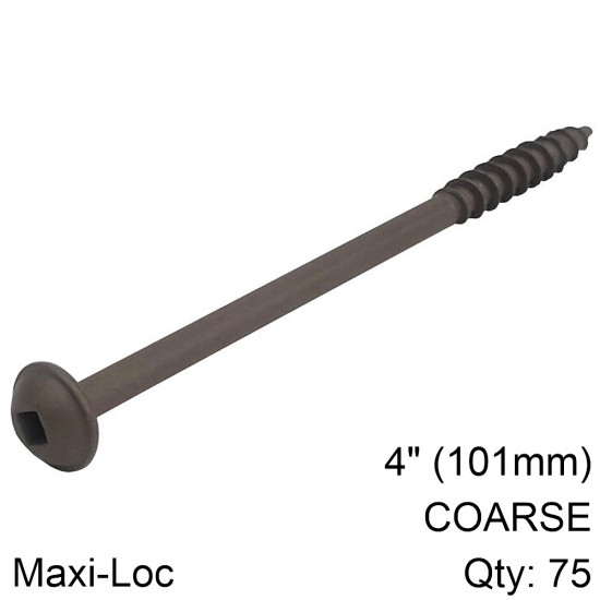 SML-C4X400-75 Pocket-Hole Screw, #14 x 4 Thread, 4 in L, Coarse Thread, Square Drive, Self-Tapping Point, Steel