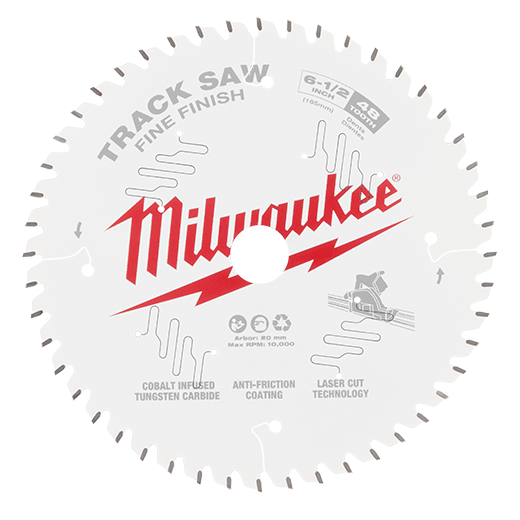 48-40-0627 Track Saw Blade, 6-1/2 in Dia, 20 mm Arbor, 48-Teeth, Tungsten Carbide Cutting Edge