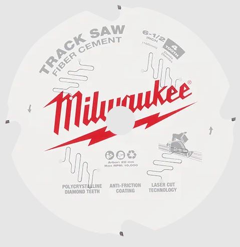 48-40-0670 Track Saw Blade, 6-1/2 in Dia, 20 mm Arbor, 4-Teeth, Tungsten Carbide Cutting Edge