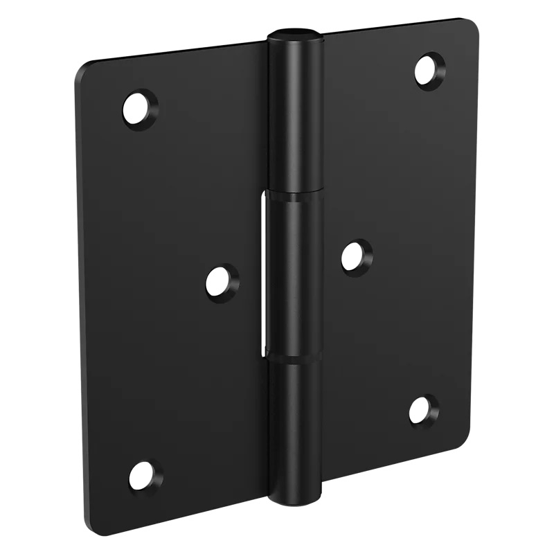 N166-024 Modern Square Gate Hinge, Steel, Black, Tapping Screws Mounting