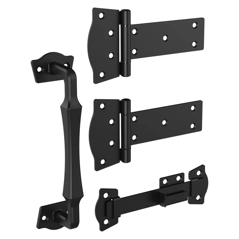 N166-031 Rustic Modern Gate Kit, Steel, Black, 4-Piece