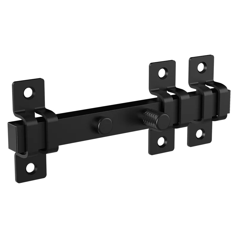 N166-033 Industrial Gate Latch, 7-29/32 in L, 13/16 in W, 25/32 in Bolt Head, ABS/Plastic/Steel, Black