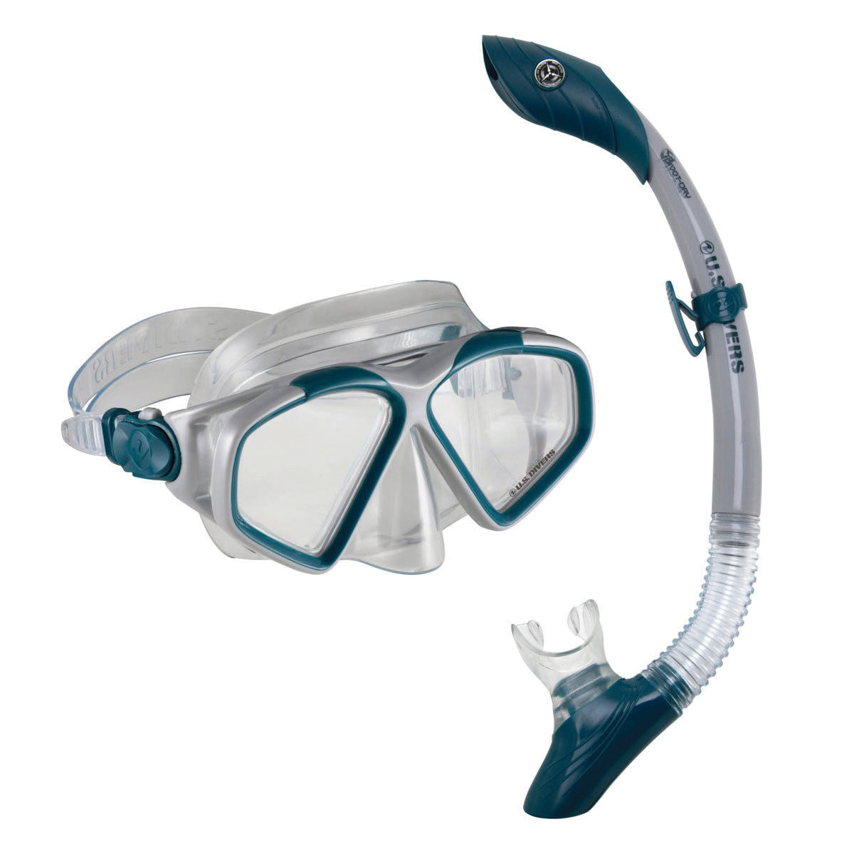 U.S.Divers Cozumel TX Series SC3161004L Mask and Snorkel Combo, Polycarbonate, Gray/Navy - 1