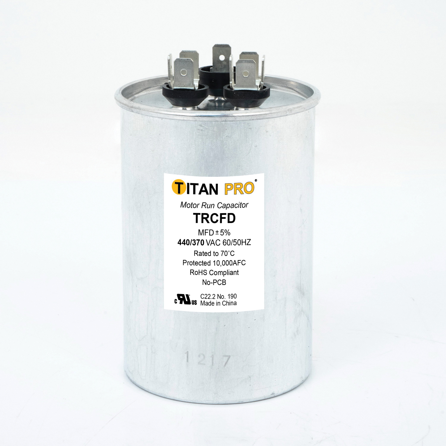 Capacitor, Titan Pro, 45+7.5 mfd, 370 to 440 V, Standard Blade Terminal - 2