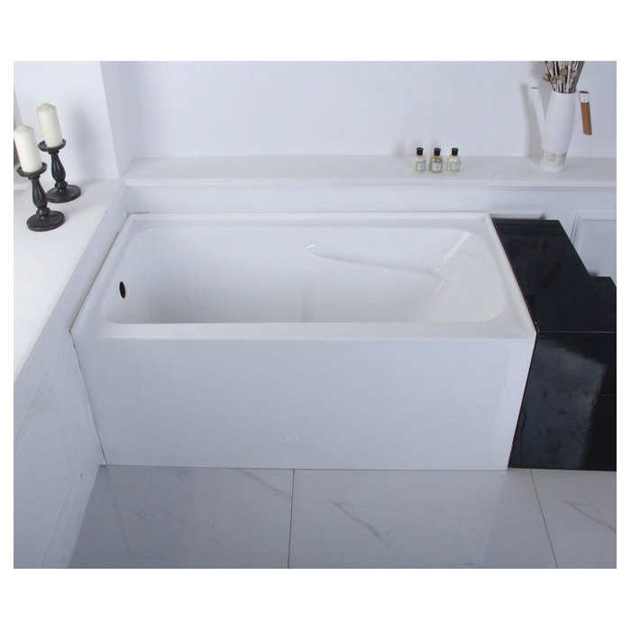 Bathtub, Kingston Brass, 54 in L, Alcove Installation, Left Drain, Acrylic, White - 2