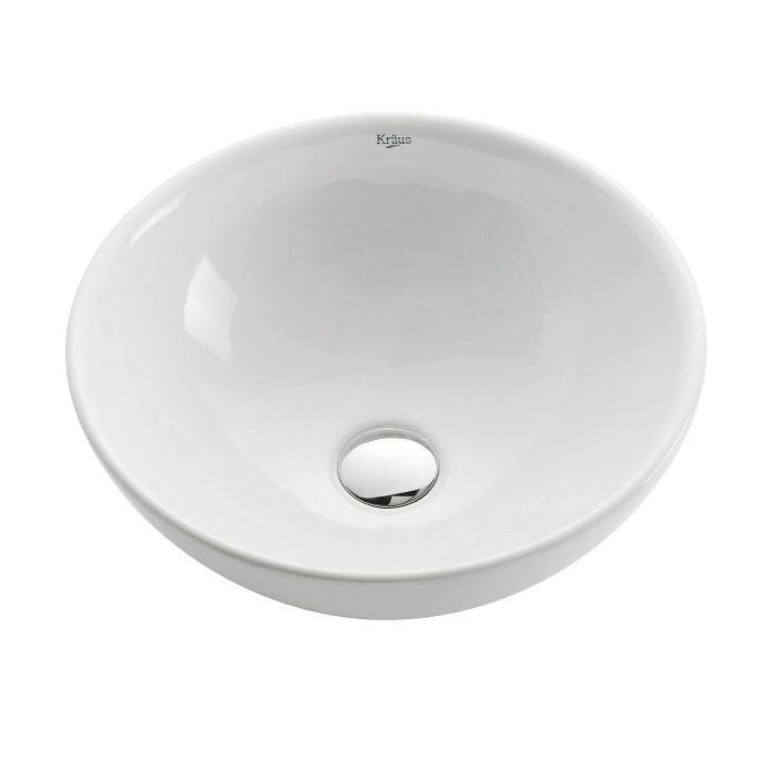 Bathroom Sink, Kraus, Vessel, Round, Ceramic, White - 1
