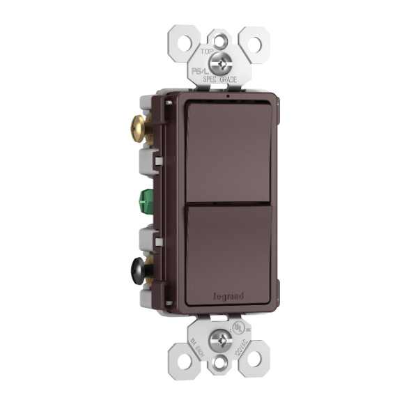 Radiant Pushbutton Switch, Pass & Seymour, 15 A, 120 to 125 V, 3-Way, Dark Bronze - 3