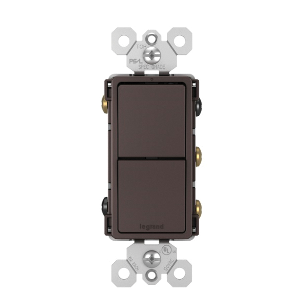 Radiant Pushbutton Switch, Pass & Seymour, 15 A, 120 to 125 V, 3-Way, Dark Bronze - 4