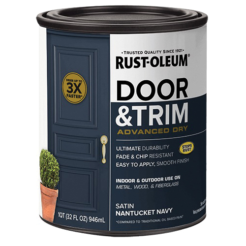 369386 Door and Trim Paint, Water, Satin, Nantucket Navy, 1 qt, 40 to 65 sq-ft/qt Coverage Area