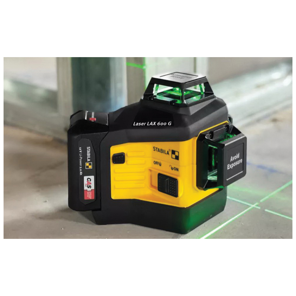 Stabila 03420 Laser System Kit, +/-1/8 in at 30 ft Accuracy, 3-Beam, 3-Line, Green Laser - 5