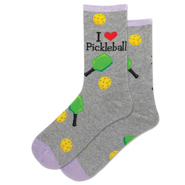 Hotsox HSW10362NRF051 Pickleball Crew Socks, Women's, One-Size, Cotton/Nylon/Polyester/Spandex, Gray