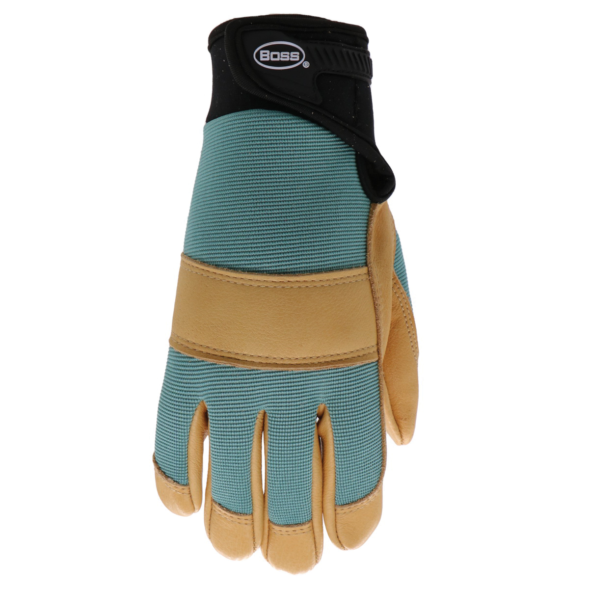 AquaArmor Hybrid Cowhide Leather Work Gloves, Boss, Women's, Medium/Large, Light Blue/Tan - 2