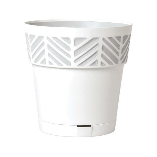 Arett D03 9E83ZFZ030 Planter, 9.9 in, Mosaic Design, Plastic, Gray/White