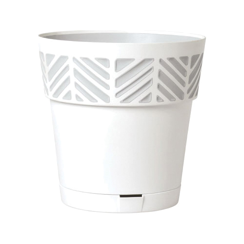 Arett D03 9E84ZFZ030 Planter, 11.4 in, Mosaic Design, Plastic, Gray/White