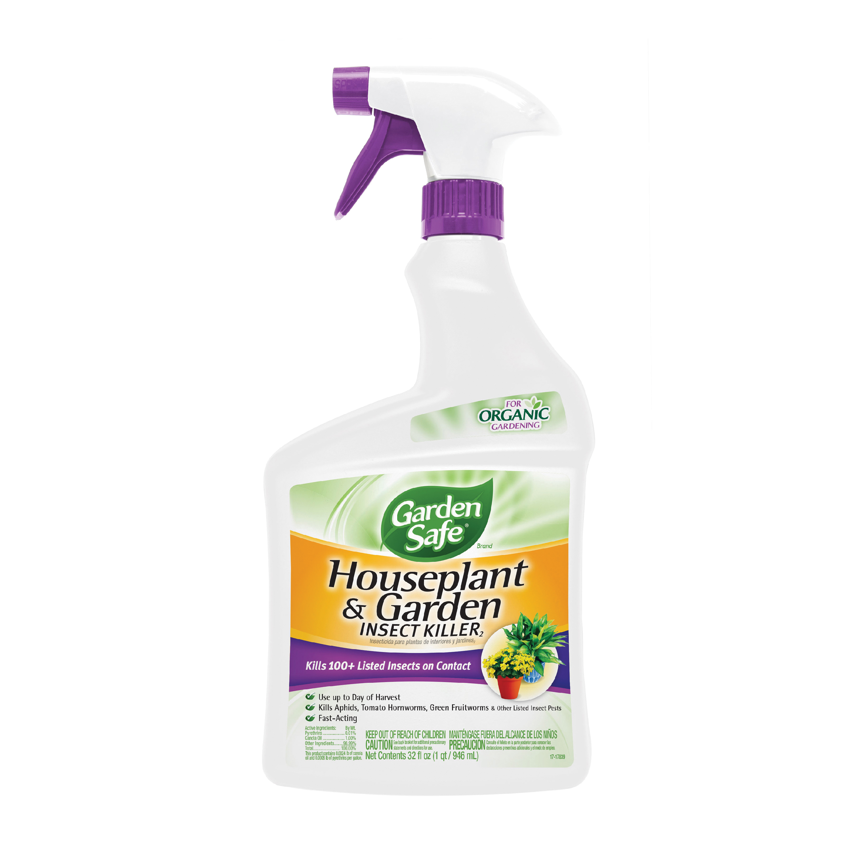 HG-93214 Ready-to-Use Houseplant and Garden Insect Killer, Liquid, Spray Application, 32 fl-oz