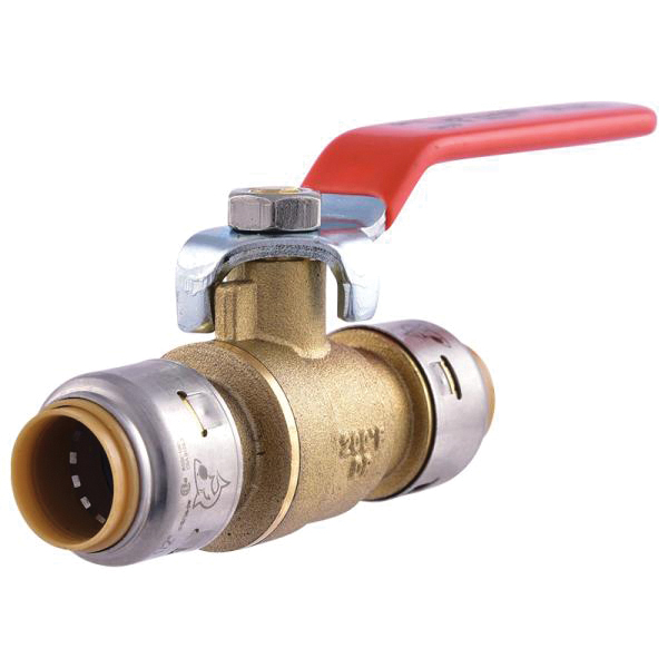 UR22222 Ball Valve, 1/2 in Connection, Push-Fit, 250 psi Pressure, Brass Body