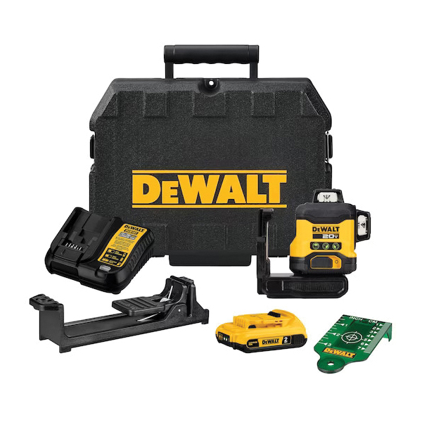 DCLE34031D1 Line Laser Kit, 130 ft, +/-1/8 in Accuracy, 2-Beam, 3-Line, Green Laser