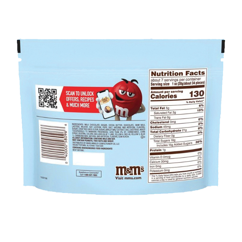 M&M's 0600477 Crunchy Cookies, 2.83 oz, Bag - 1