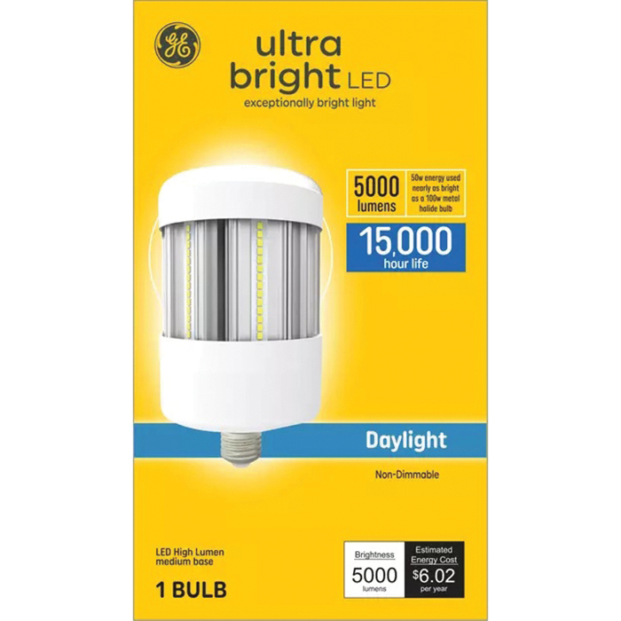 93130943 LED Light Bulb, Ultra-Bright, Corncob Lamp, 400 W Equivalent, E26 Medium Lamp Base, Non-Dimmable, Daylight