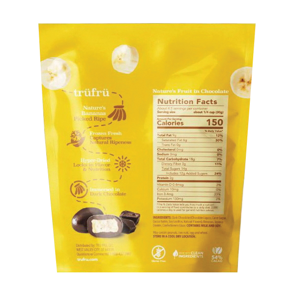 Tru Fru 105N Dark Chocolate, Dry, Bananas, 4.5 oz - 2