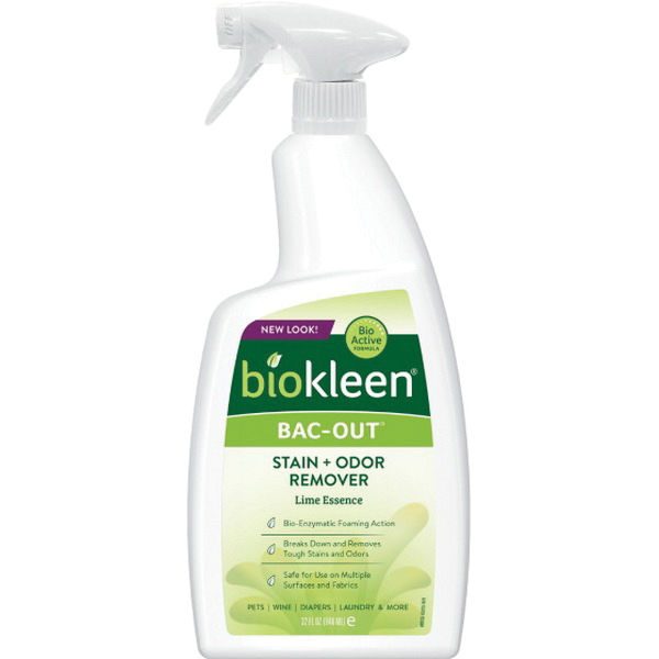 bioKleen Bac-Out B00033E Stain and Odor Remover, 32 oz, Liquid, Citrus, Light Yellow