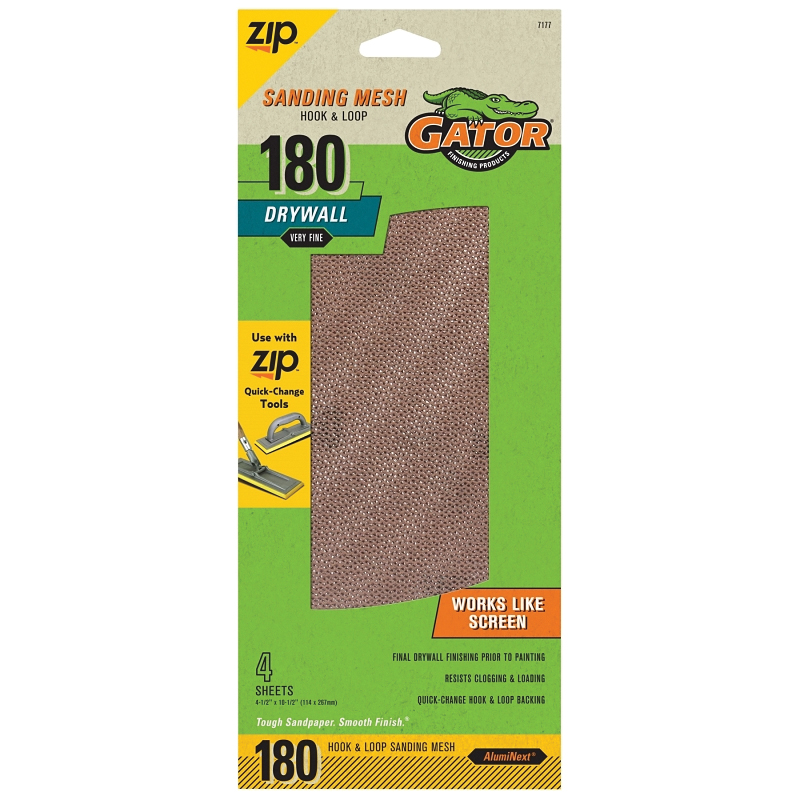 7177 Screen Sandpaper, 10-1/2 in L, 4-1/2 in W, 180 Grit, Very Fine, Aluminum Oxide Abrasive